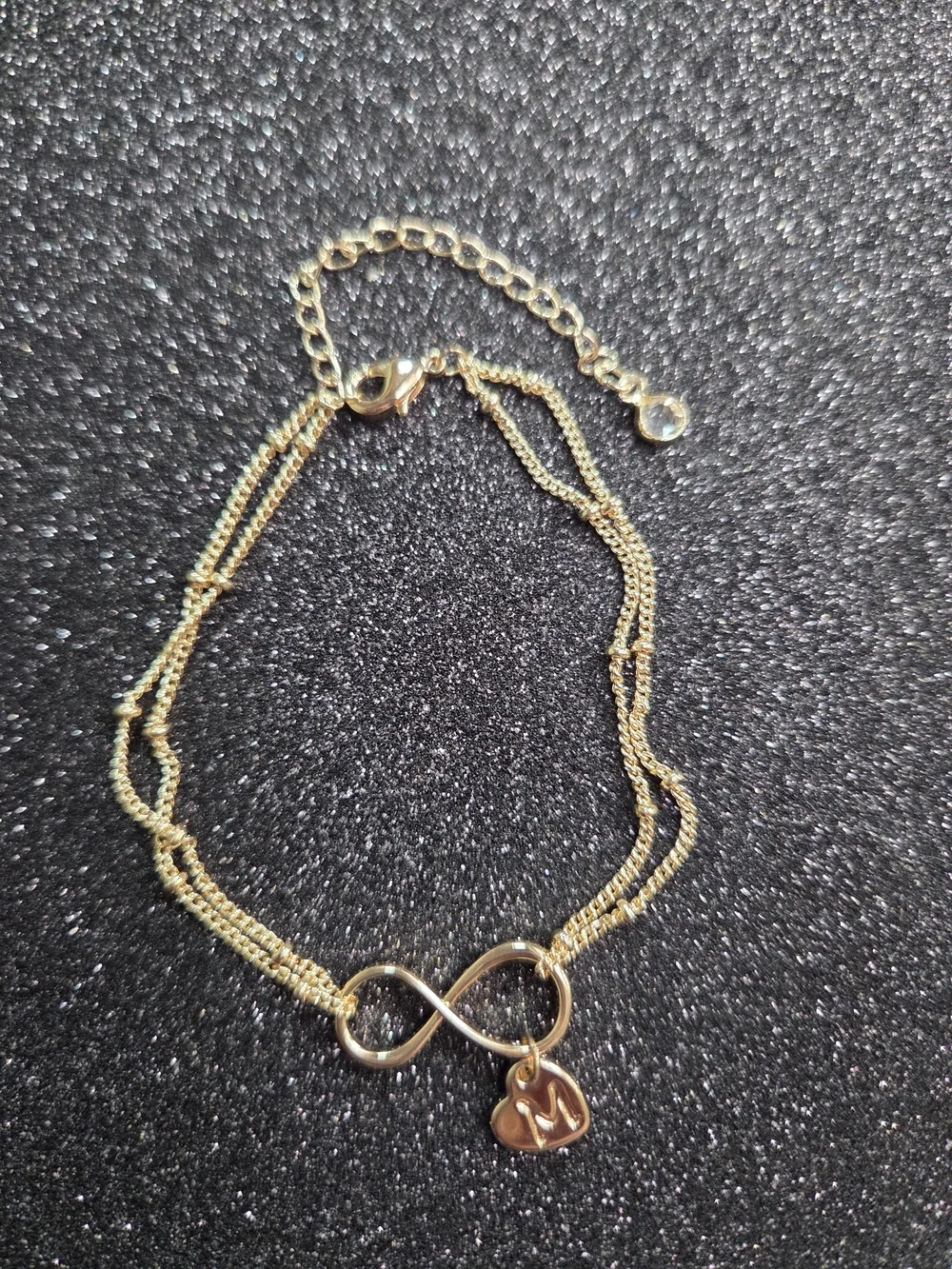 Gold Infinity Initial Charm Bracelet - Personalized M Accent